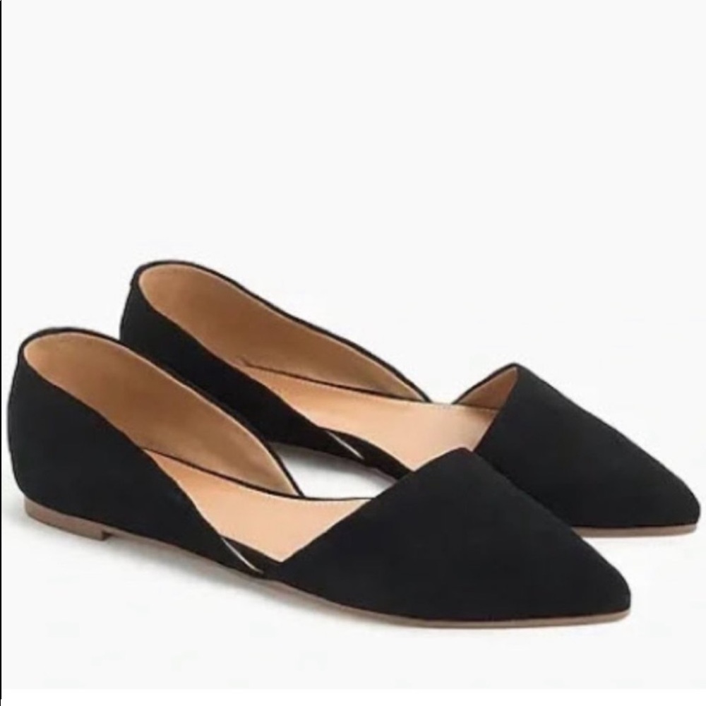 J. Crew Factory Zoe Suede D'Orsay Flats in Black